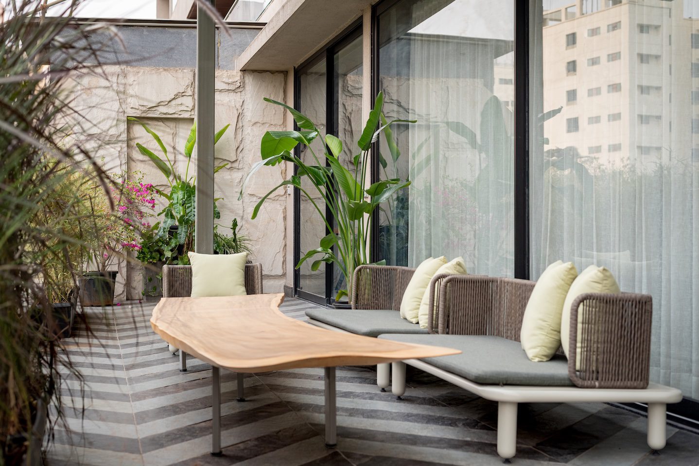 Modern terrace with stylish seating.